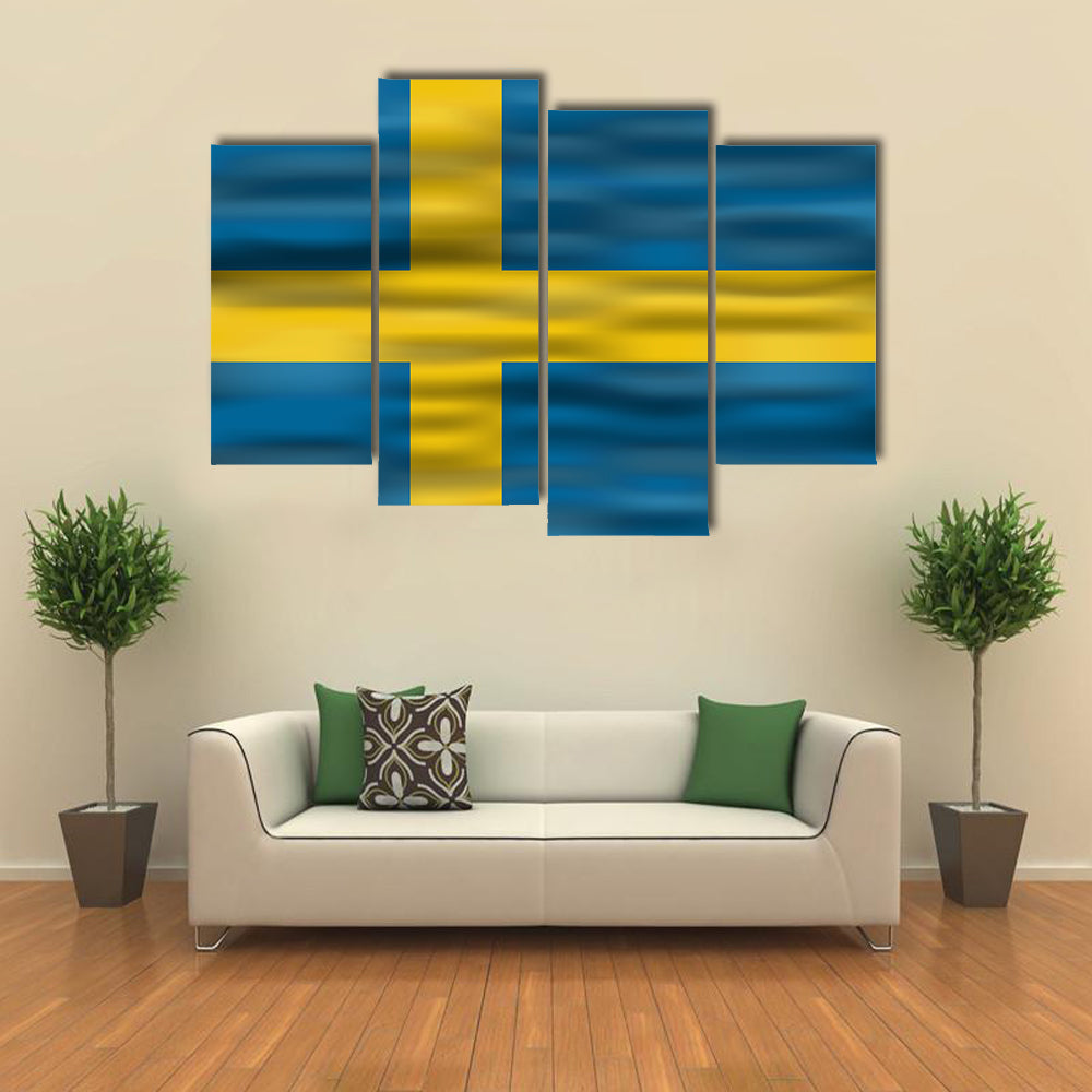 Realistic Flag of Sweden Multi Panel Canvas Wall Art
