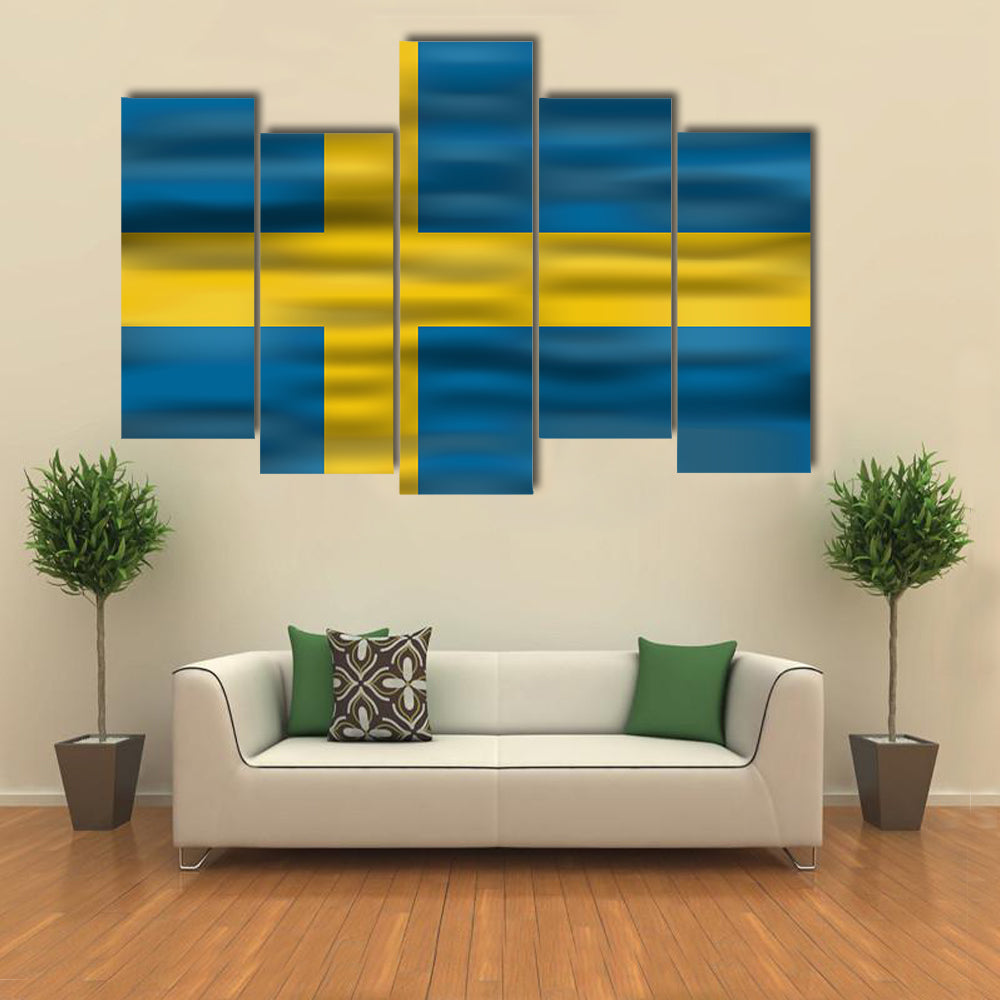 Realistic Flag of Sweden Multi Panel Canvas Wall Art