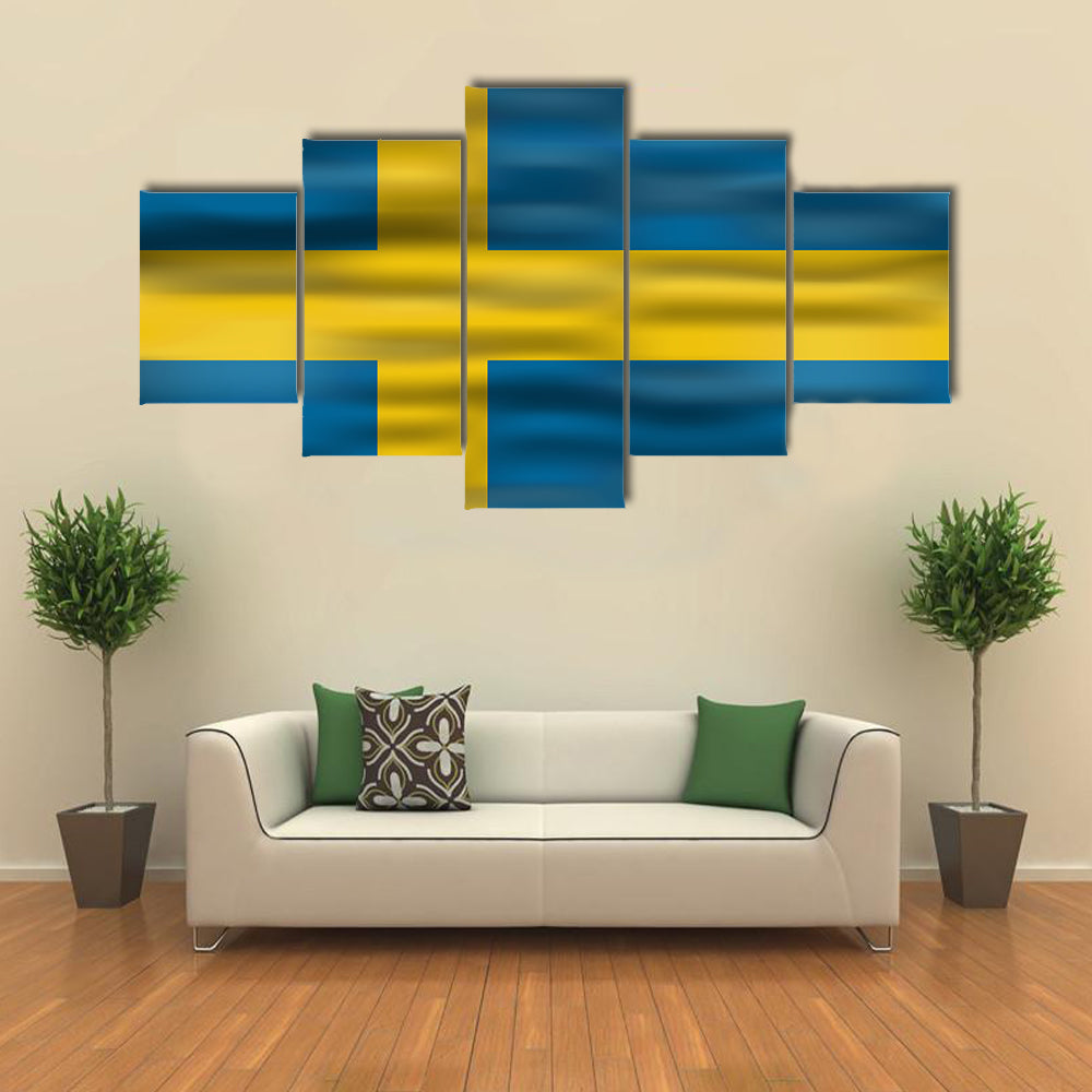 Realistic Flag of Sweden Multi Panel Canvas Wall Art