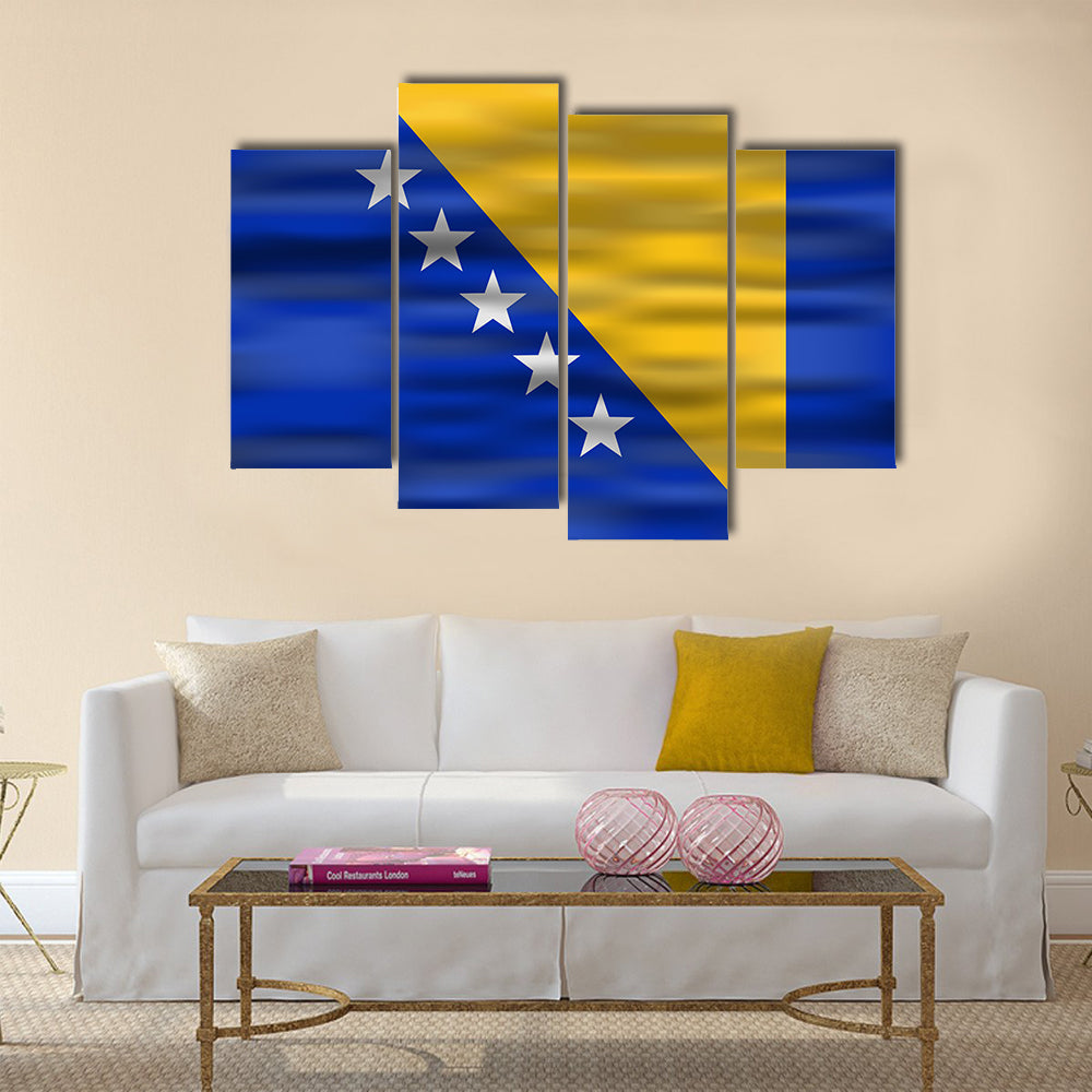Realistic flag Bosnia and Herzegovina Multi panel canvas wall art