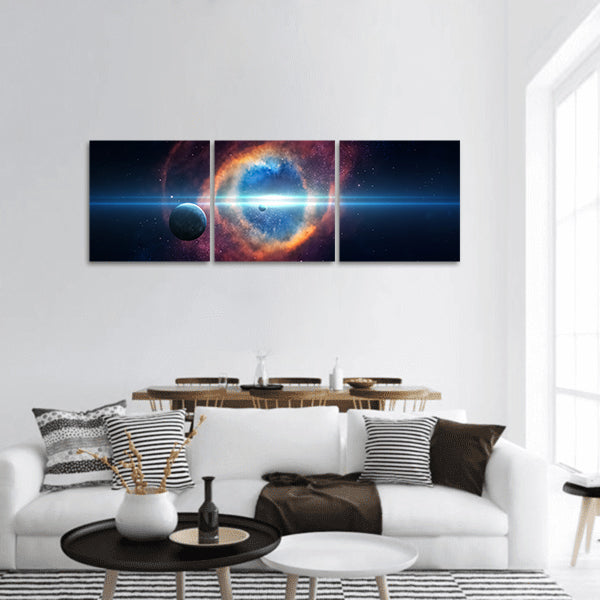 Universe scene with planets panoramic canvas wall art