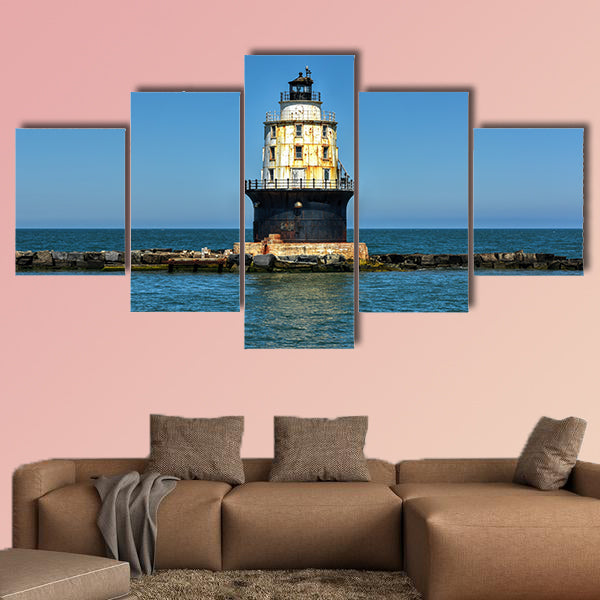 Harbor of Refuge Light Lighthouse in the Delaware Bay canvas wall art