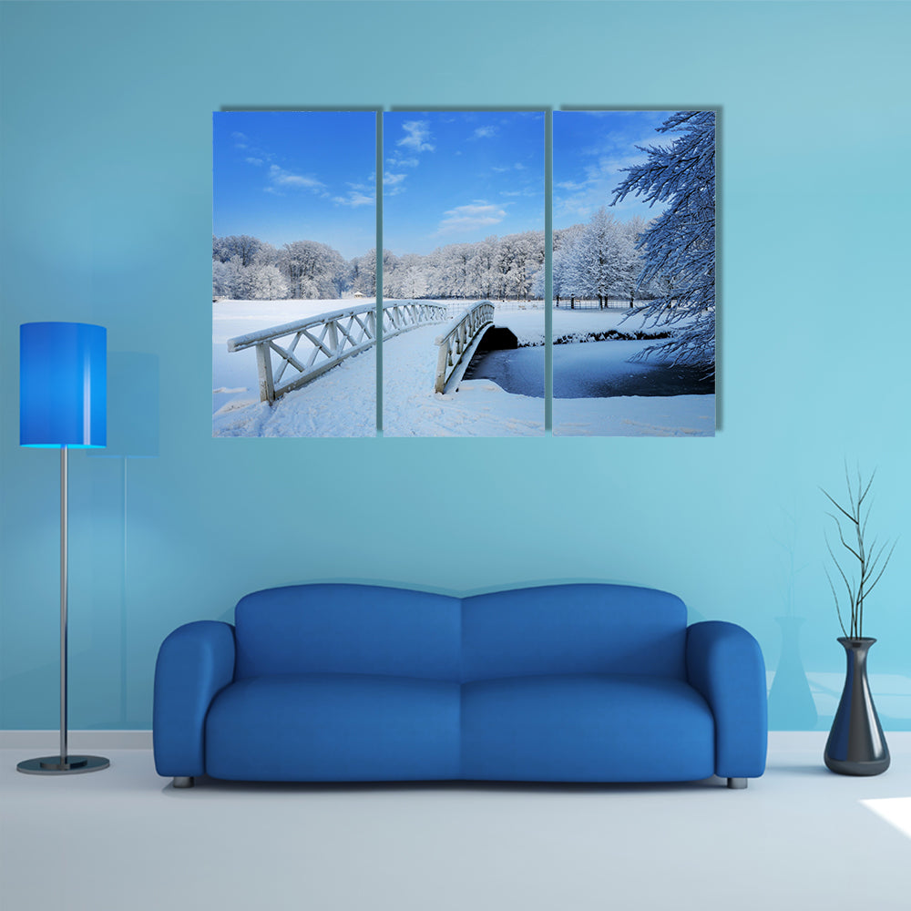 Beautiful winter landscape in the Netherlands Elswout Overveen multi panel canvas wall art