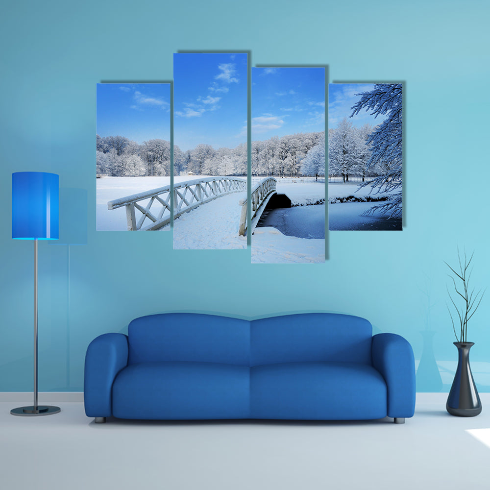 Beautiful winter landscape in the Netherlands Elswout Overveen multi panel canvas wall art