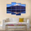 Pre-dawn view of Mount Fuji with mirror reflection in lake Multi panel canvas wall art