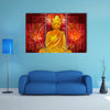 Lotus Position Of A Buddha With Mandala Background And Illuminated Face Multi Panel Canvas Wall Art