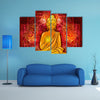 Lotus Position Of A Buddha With Mandala Background And Illuminated Face Multi Panel Canvas Wall Art