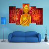 Lotus Position Of A Buddha With Mandala Background And Illuminated Face Multi Panel Canvas Wall Art