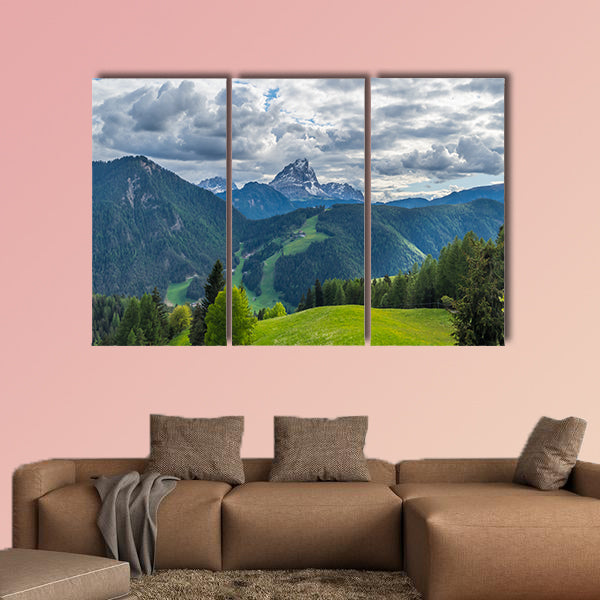 Dramatic clouds over mountain Peitlerkofel in south Tyrol, canvas wall art