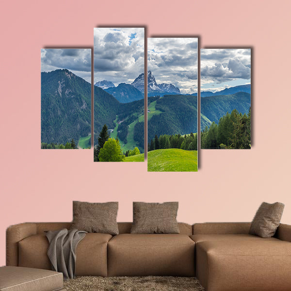 Dramatic clouds over mountain Peitlerkofel in south Tyrol, canvas wall art