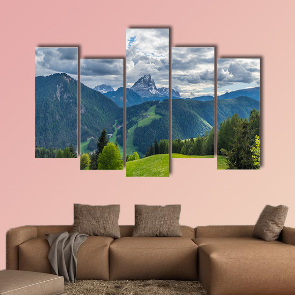 Dramatic clouds over mountain Peitlerkofel in south Tyrol, canvas wall art