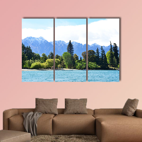 Scenic view of Lake Wakatipu with Southern Alps background in Queenstown, wall art