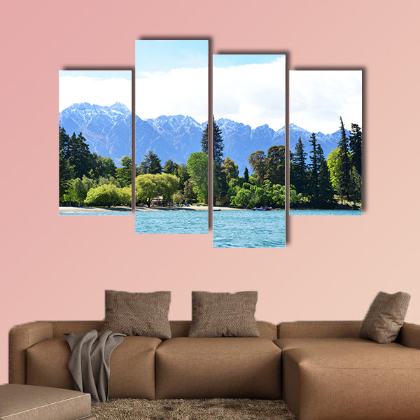Scenic view of Lake Wakatipu with Southern Alps background in Queenstown, wall art