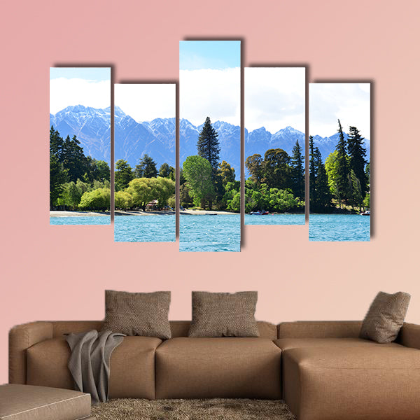 Scenic view of Lake Wakatipu with Southern Alps background in Queenstown, wall art