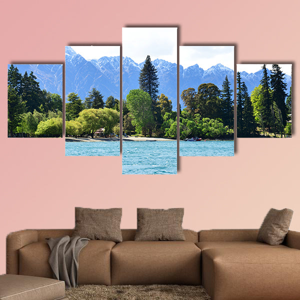 Scenic view of Lake Wakatipu with Southern Alps background in Queenstown, wall art