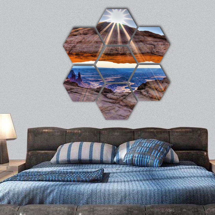 Mesa Arch at sunrise hexagonal canvas wall art