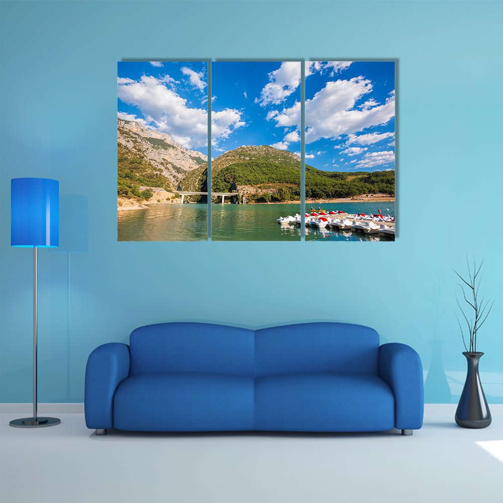 St Croix Lake with paddles boats, Les Gorges du Verdon Provence France multi panel canvas wall art