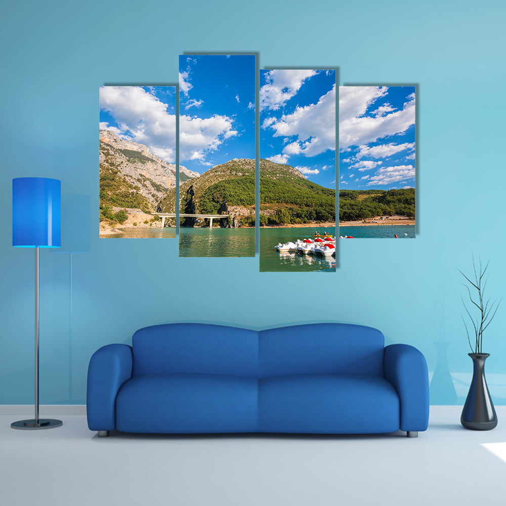 St Croix Lake with paddles boats, Les Gorges du Verdon Provence France multi panel canvas wall art