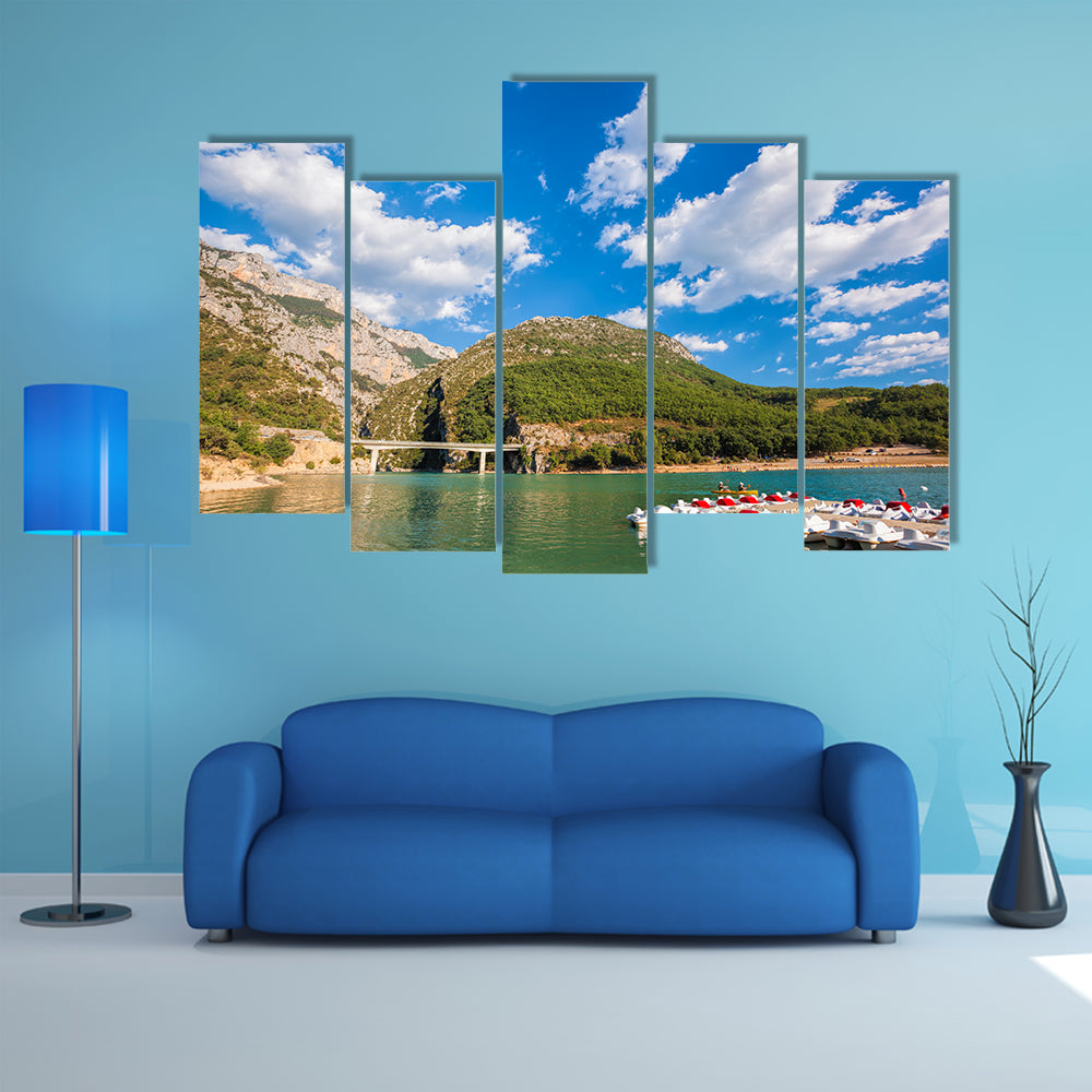 St Croix Lake with paddles boats, Les Gorges du Verdon Provence France multi panel canvas wall art
