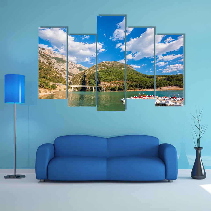St Croix Lake with paddles boats, Les Gorges du Verdon Provence France multi panel canvas wall art