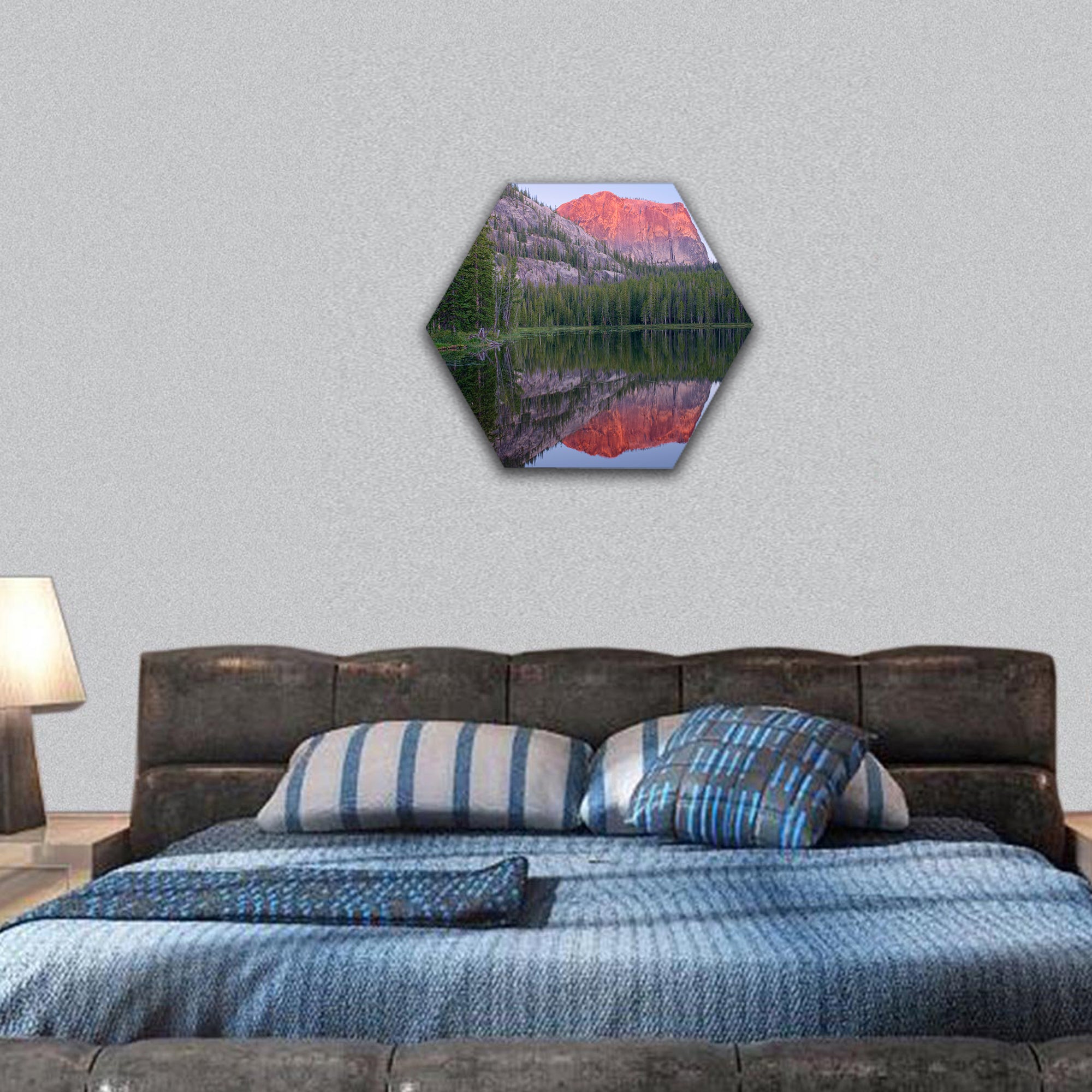 Yellowjacket Lake and Sugarloaf Mountain hexagonal canvas wall art