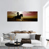 Girl riding a horse on the beach at sunset time Vertical Canvas Wall Art