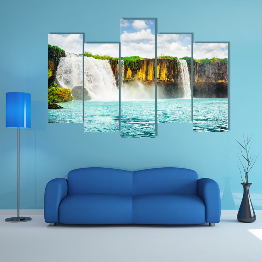 The Dray Nur Waterfall on the Serepok River at the Tay Nguyen Multi Panel Canvas Wall Art
