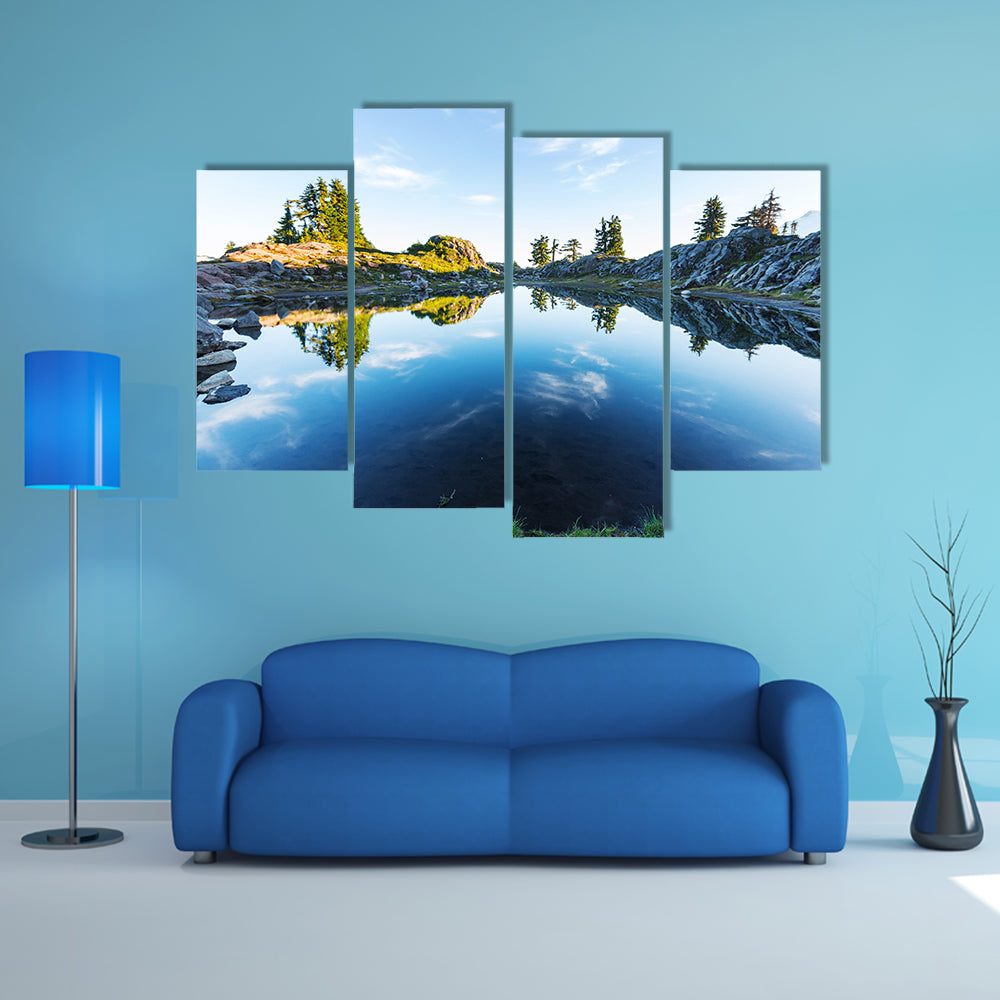 Serenity lake in the mountains multi panel canvas wall art