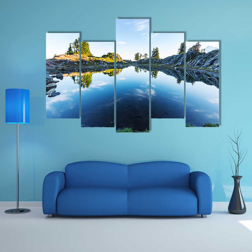 Serenity lake in the mountains multi panel canvas wall art