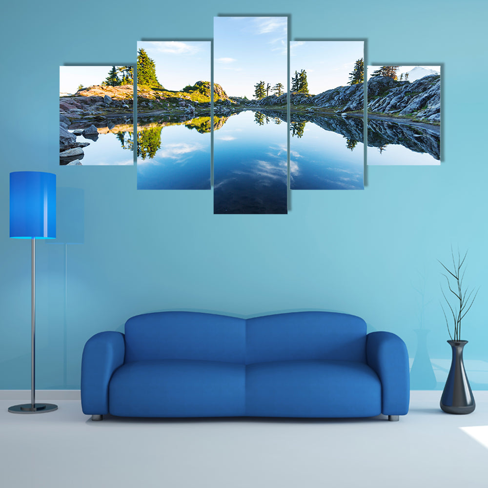 Serenity lake in the mountains multi panel canvas wall art