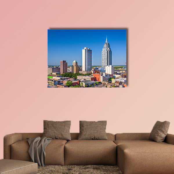 Mobile, Alabama, USA downtown skyline multi panel canvas wall art
