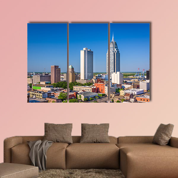 Mobile, Alabama, USA downtown skyline multi panel canvas wall art