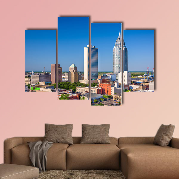 Mobile, Alabama, USA downtown skyline multi panel canvas wall art
