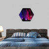 Amazing dancing fountain in night hexagonal canvas wall art