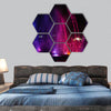 Amazing dancing fountain in night hexagonal canvas wall art