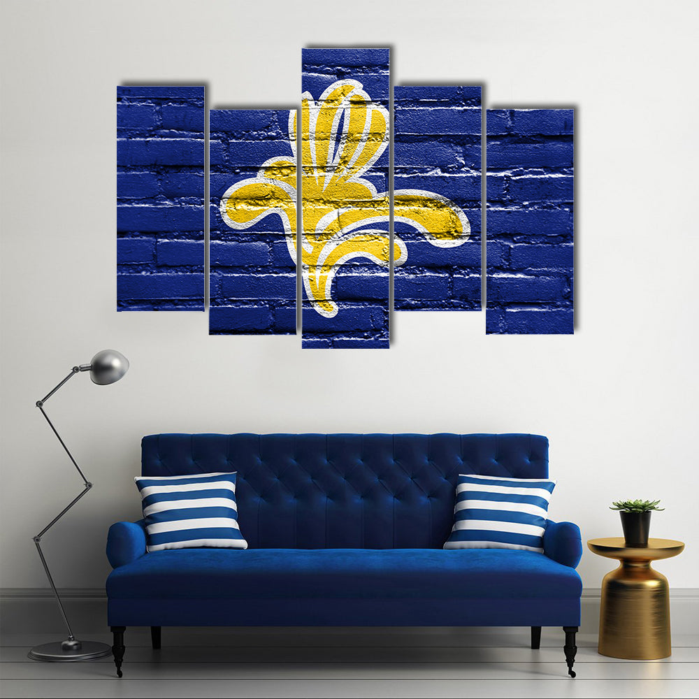 Flag of Brussels Region Belgium painted on brick wall Multi panel canvas wall art