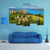 Stunning Aiguines castle church with spectacular vineyard multi panel canvas wall art