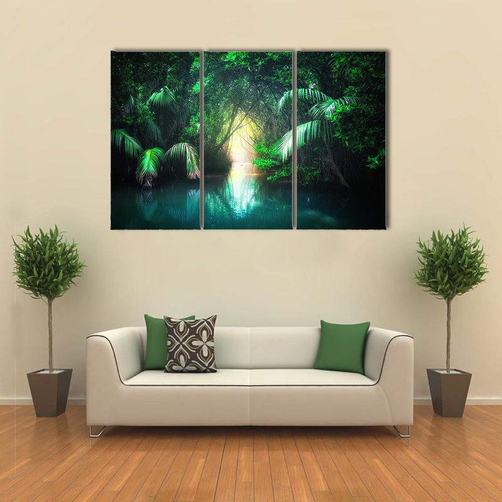 The Mangrove Rain Forest In Sri Lanka With Tunnel And Pathway In The Lush, Multi Panel Canvas Wall Art