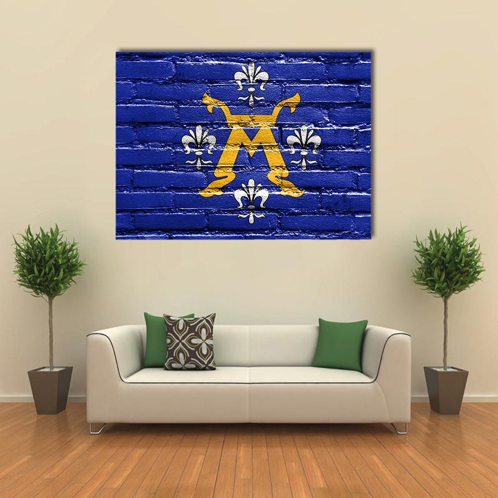 Flag of Turku, Finland, painted on brick wall multi panel canvas wall art