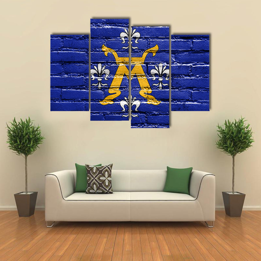 Flag of Turku, Finland, painted on brick wall multi panel canvas wall art