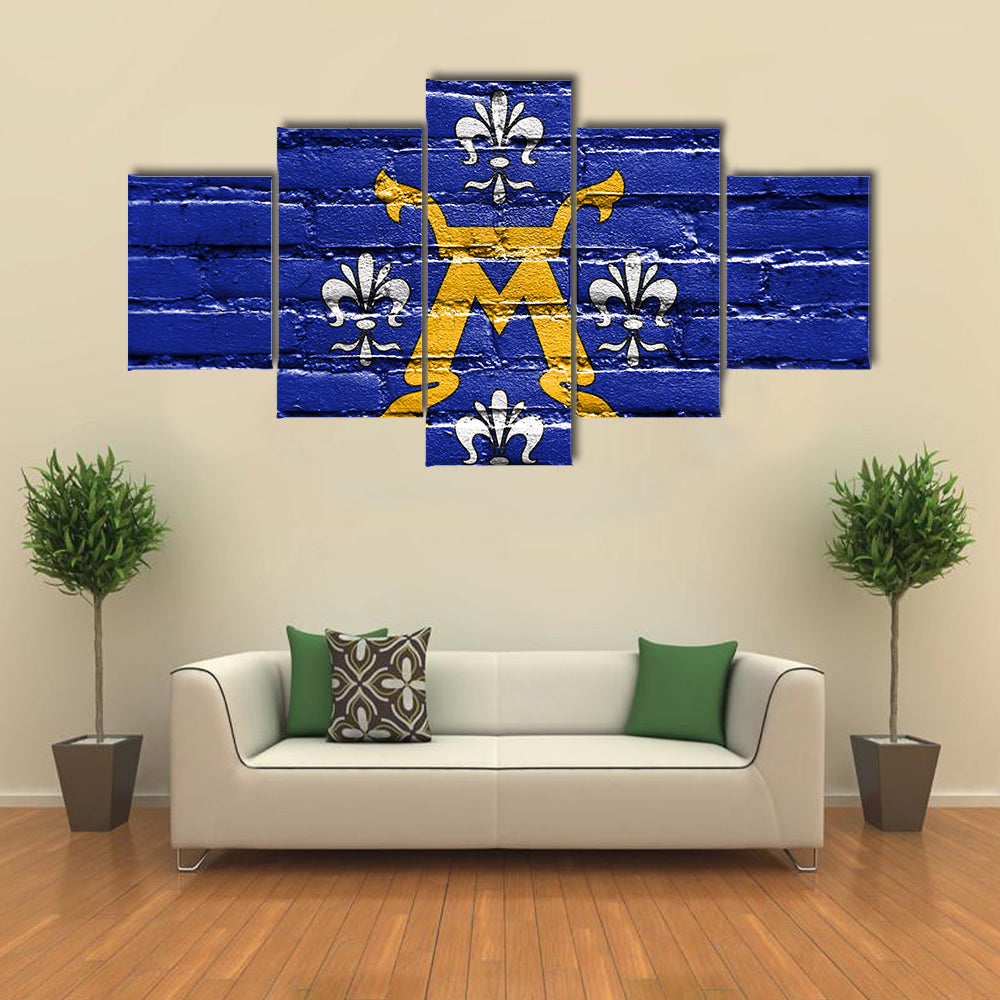 Flag of Turku, Finland, painted on brick wall multi panel canvas wall art