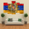 Flag Of Armenia With Coat Of Arms, Painted On Dirty Wall Multi Panel Canvas Wall Art