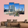 View on railroad and financial district in Vienna, Austria multi panel canvas wall art