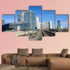 View on railroad and financial district in Vienna, Austria multi panel canvas wall art