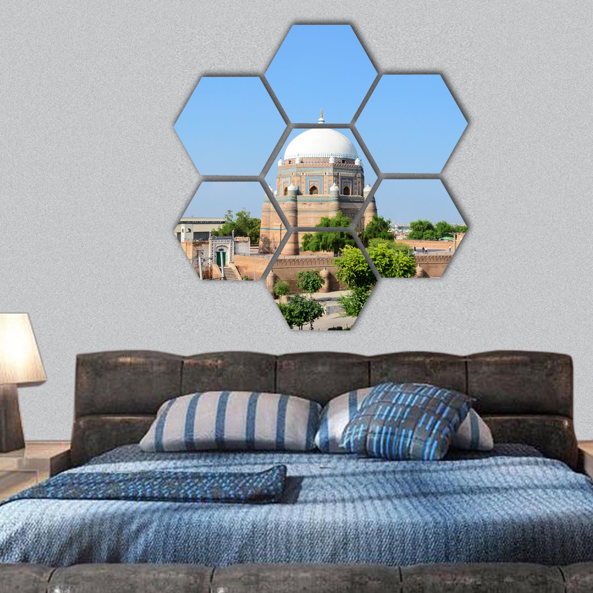 Tomb of Shah Rukn-e-Alam in Multan hexagonal canvas wall art