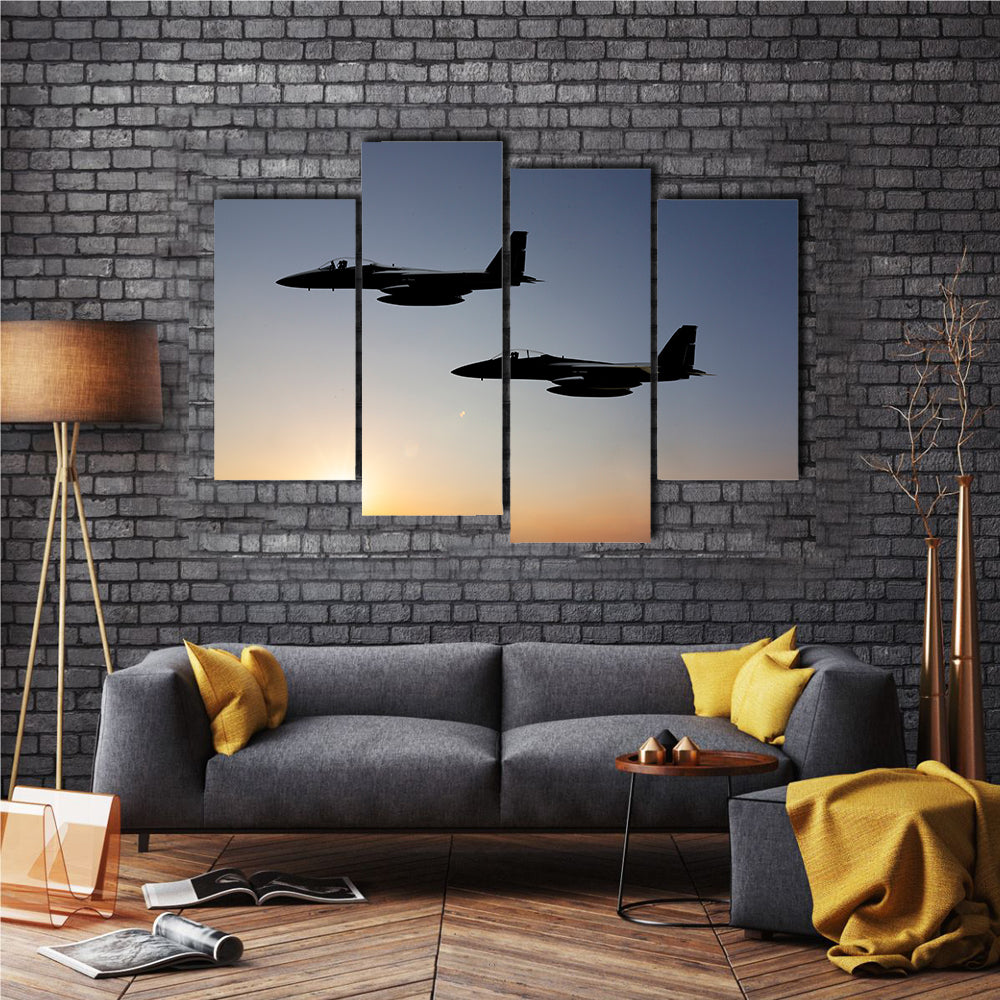 Print Of Fighter Jets Doing Practice Multi Panel Canvas Wall Art
