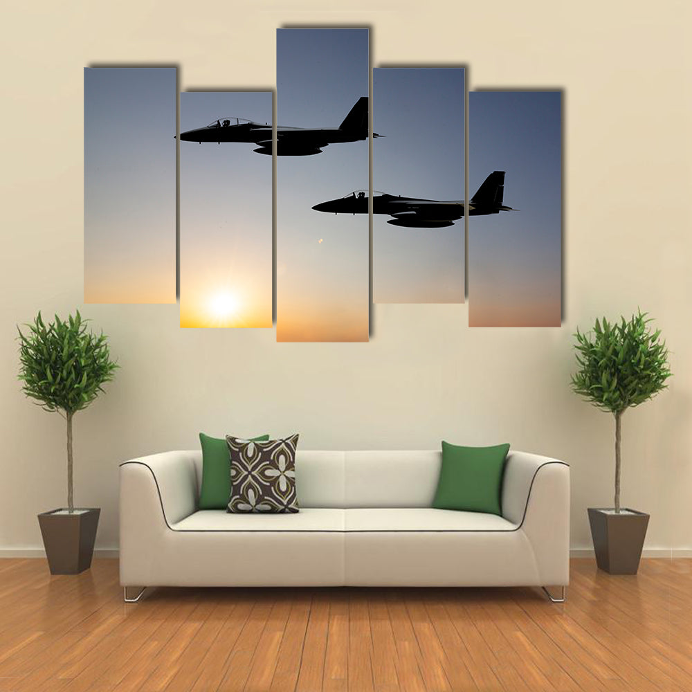 Print Of Fighter Jets Doing Practice Multi Panel Canvas Wall Art