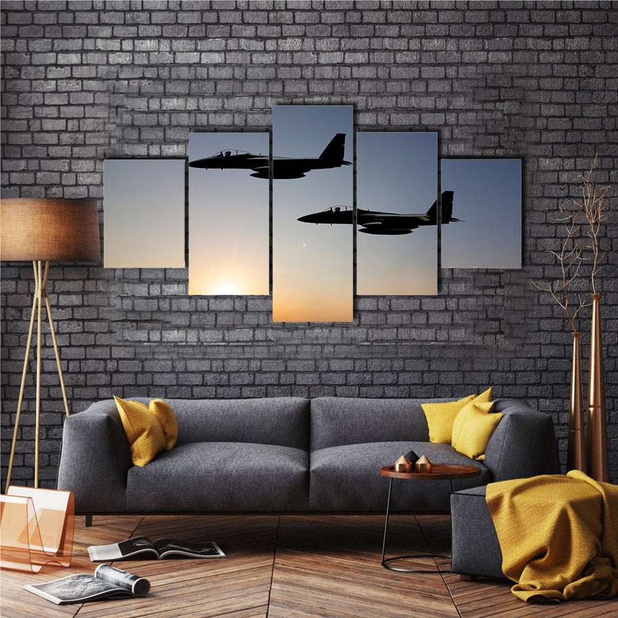 Print Of Fighter Jets Doing Practice Multi Panel Canvas Wall Art