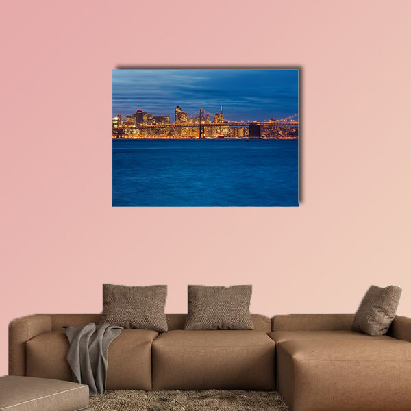 Bay Bridge and San Francisco at night Multi panel canvas wall art