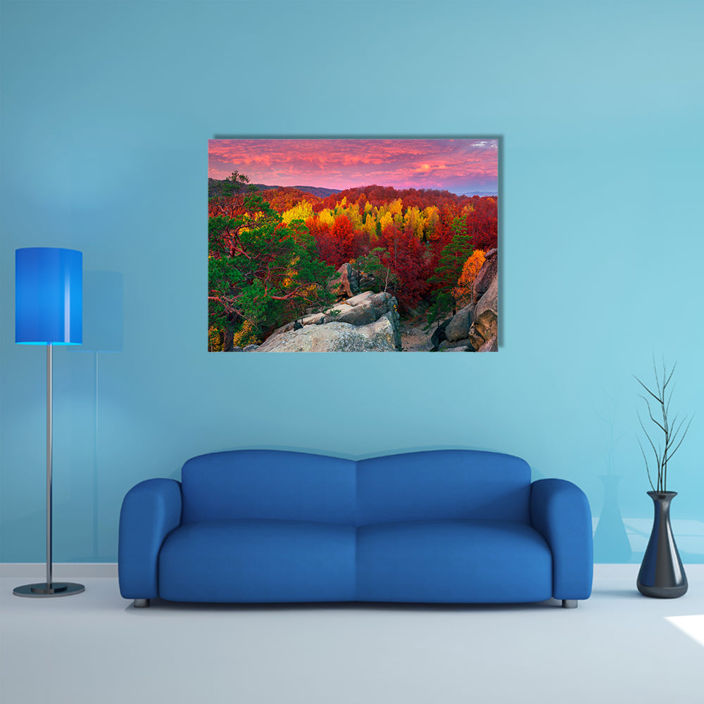 Dovbush Rocks in Bubnyshche multi panel canvas wall art